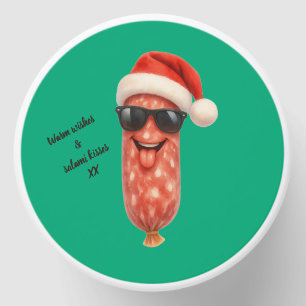 Funny salami kisses christmas mini candle favors