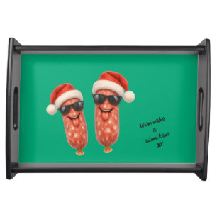 Funny salami kisses christmas serving tray