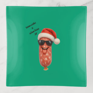 Funny salami kisses christmas trinket tray