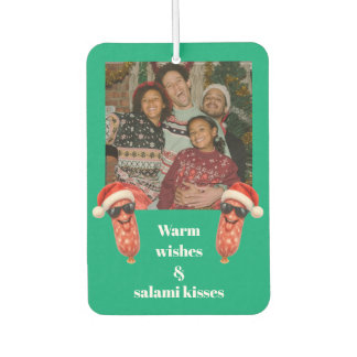 Funny salami kisses family photo christmas air freshener