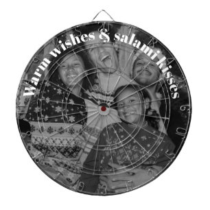 Funny salami kisses family photo christmas dart board