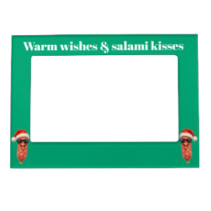 Funny salami kisses family photo christmas magnetic frame