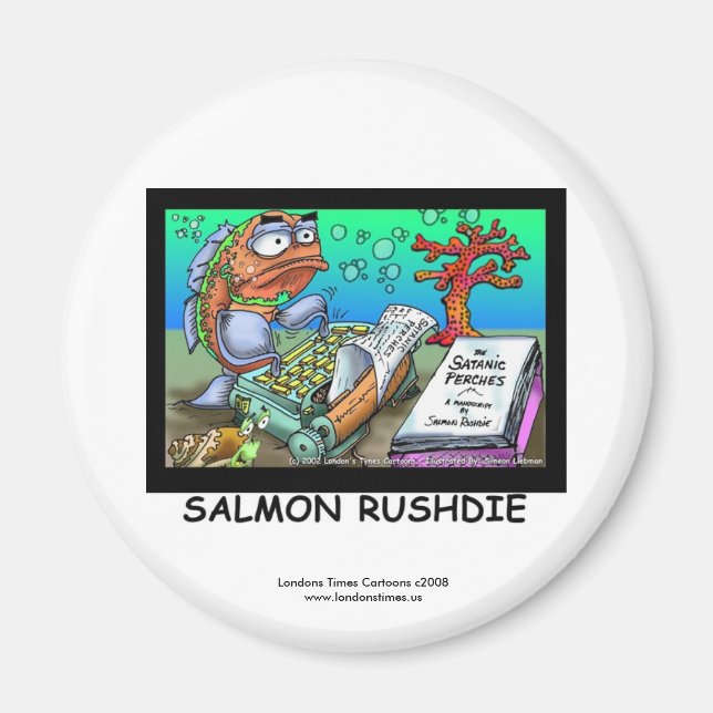 Funny Salman Rushdie Fish Magnet (Front)