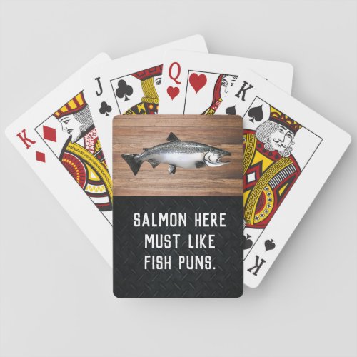 Funny Salmon Fishing Pun Joke Men Playing Cards