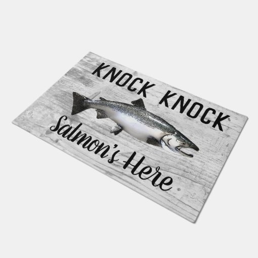 Funny Salmon Fishing Pun Knock Knock Doormat Zazzle