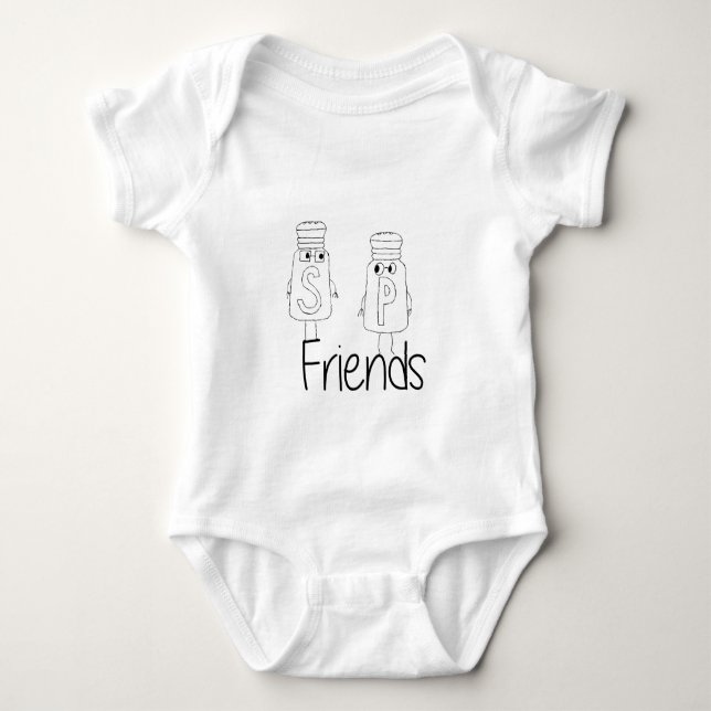 Funny Salt and Pepper Shakers Best Friends Besties Baby Bodysuit (Front)