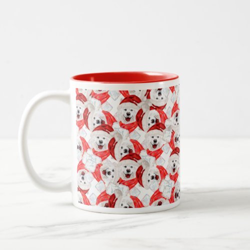 Funny Samoyed Christmas Pattern Two_Tone Coffee Mug