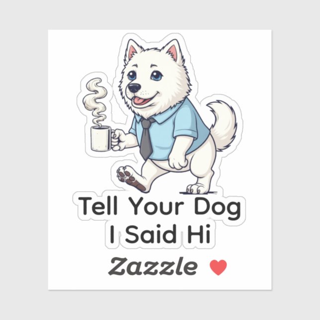 Funny Samoyed Dog Business Suit Coffee  Sticker (Sheet)