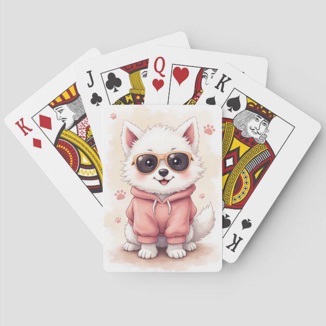 Funny Samoyed Kawaii Dog Poker Cards (Back)