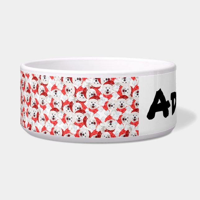 Funny Samoyed Name Christmas Pattern Bowl (Front)
