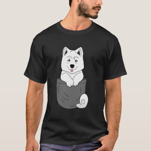 Funny Samoyed Puppy In Pocket Cute Samoyed T_Shirt