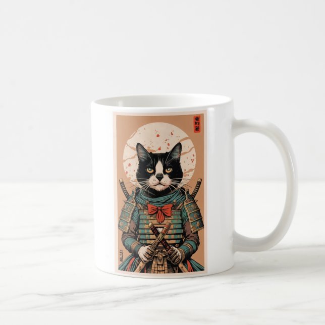 Funny samurai cat coffee mug (Right)