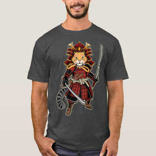 Funny Samurai Cat Japanese Kitten Cats T-Shirt