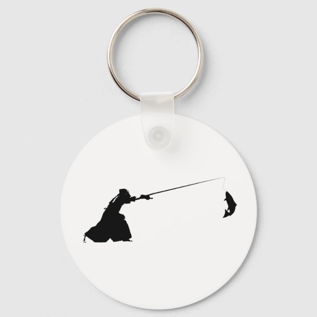 Funny Samurai Kendo Fishing Keychain (Front)