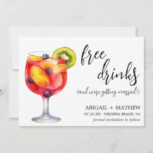 Funny Sangria Cocktail Drink Photo Wedding  Save The Date