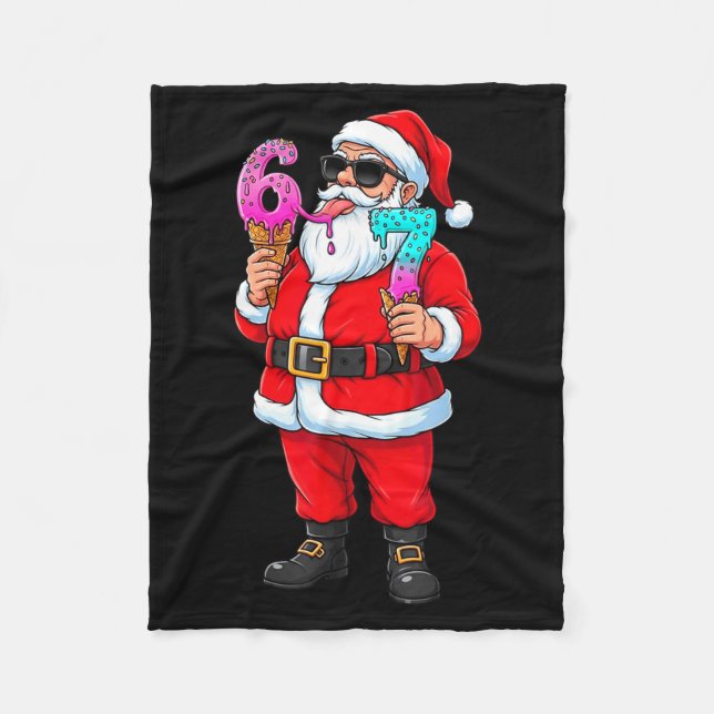 Funny Santa 67 Ice Cream Christmas Drip Xmas Teens Fleece Blanket (Front)
