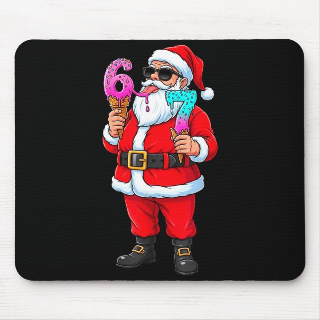 Funny Santa 67 Ice Cream Christmas Drip Xmas Teens Mouse Pad (Front)