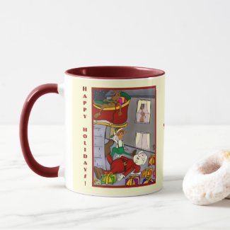 Funny Santa Accident Pale Yellow Combo Mug