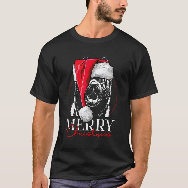 Funny Santa American Akita Merry Christmas Dog Mom T-Shirt (Front)