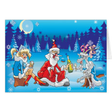 Funny Santa and Goat Christmas Card 