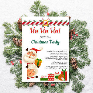 Funny Santa and Mrs Claus Ho Ho Ho Christmas Party Invitation