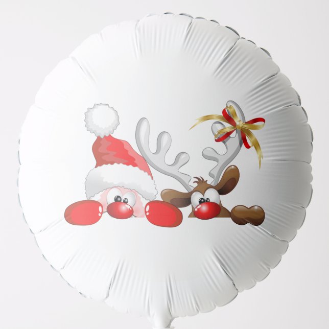 Funny Santa and Reindeer Cartoon       Balloon (Front)