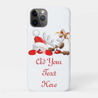 Funny Santa and Reindeer Cartoon iPhone 11 Pro Case