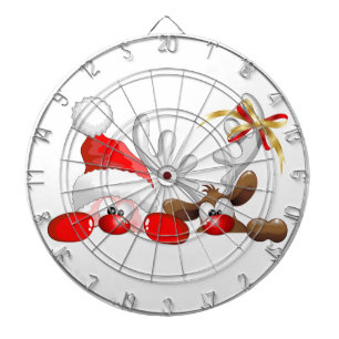 Funny Santa and Reindeer Cartoon Dart Board