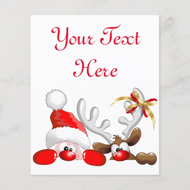 Funny Santa and Reindeer Cartoon          Flyer (Front)