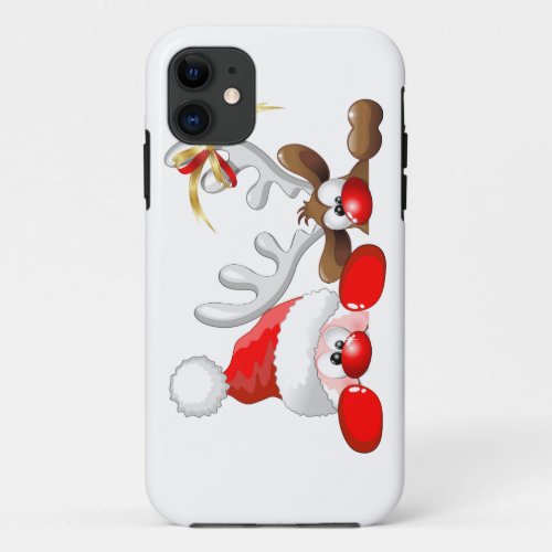 Funny Santa and Reindeer Cartoon iPhone 5 Cases