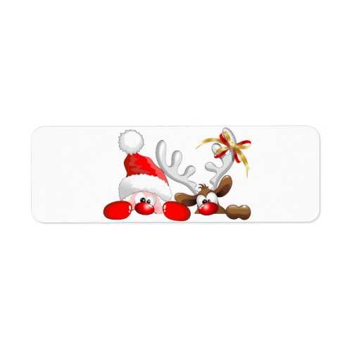 Funny Santa and Reindeer Cartoon   Label