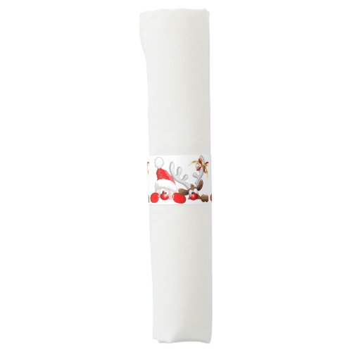 Funny Santa and Reindeer Cartoon    Napkin Bands