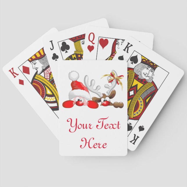 Funny Santa and Reindeer Cartoon         Poker Cards (Back)