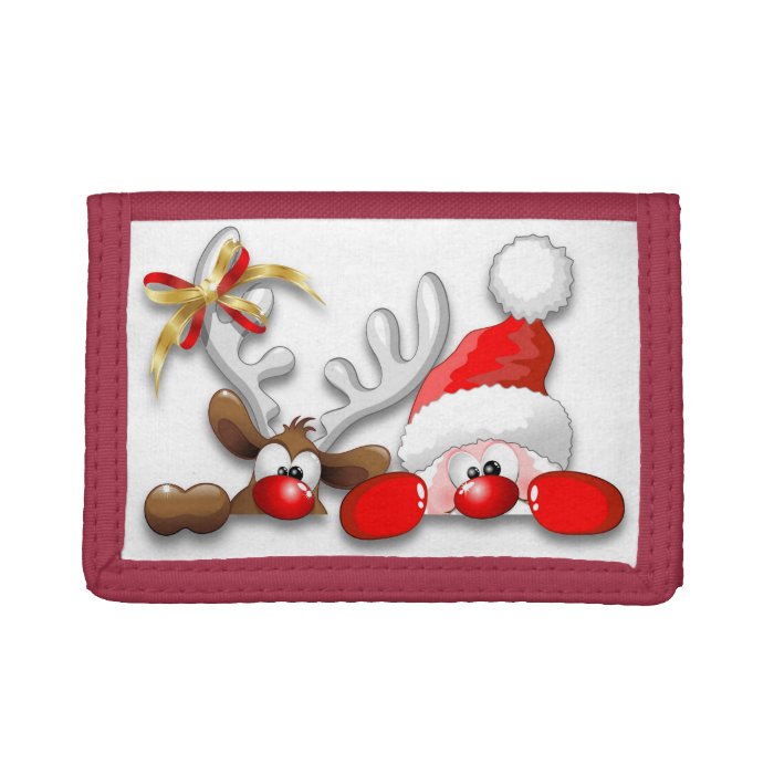 Funny Santa and Reindeer Cartoon wallet
