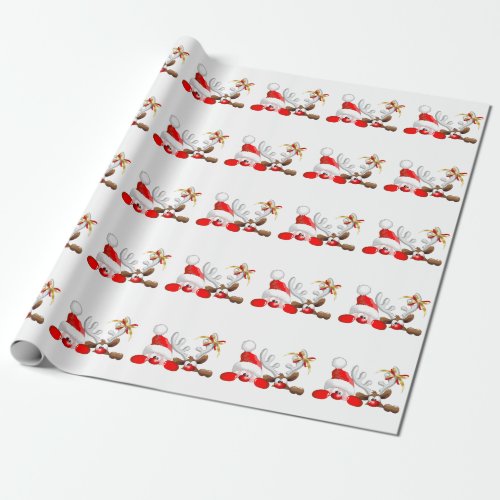 Funny Santa and Reindeer Cartoon      Wrapping Paper