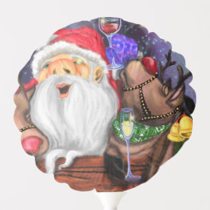 Funny Santa and Reindeers Christmas Party - Cheers Balloon