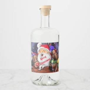 Funny Santa and Reindeers Christmas Party Cheers Liquor Bottle Label
