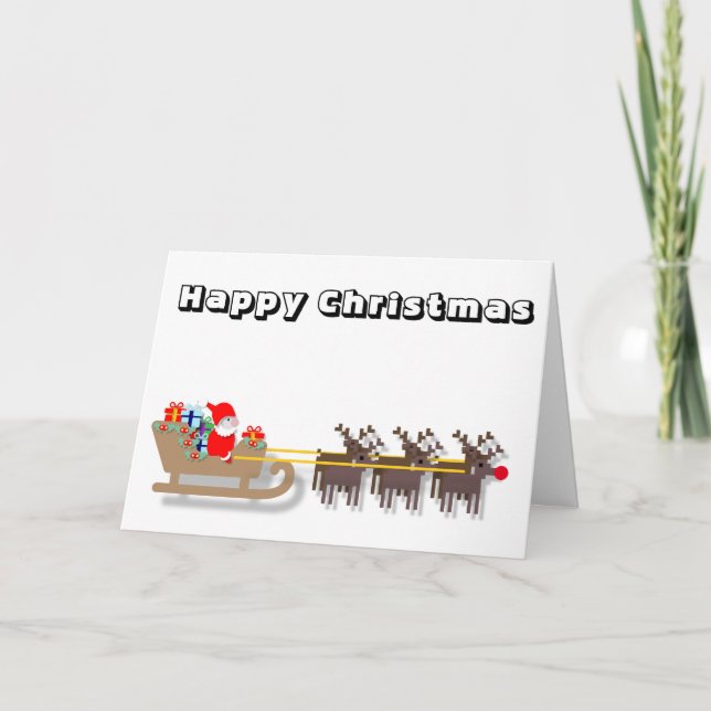 Funny Santa and Sleigh Christmas  Card (Front)