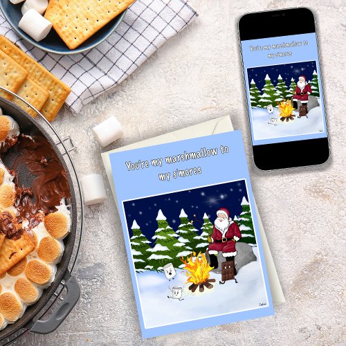 Funny Santa And Smores Christmas Card