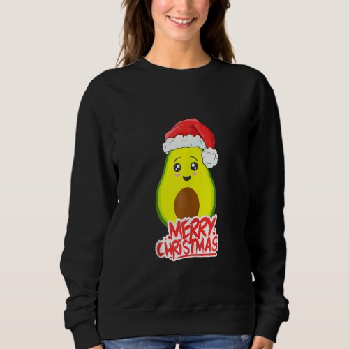 Funny Santa Avocado Merry Christmas Vegan Vacation Sweatshirt