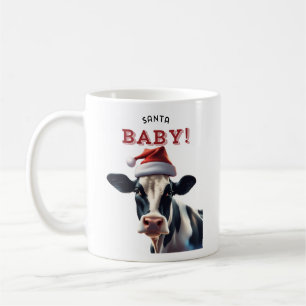 Funny Santa Baby Christmas Holstein Cow Coffee Mug