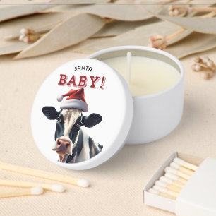 Funny Santa Baby Christmas Holstein Cow Mini Candle Favors