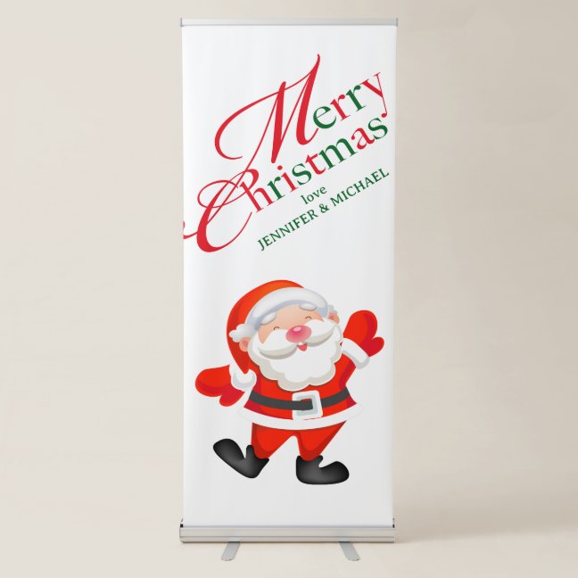 Funny Santa Backdrop Merry Christmas Retractable Banner