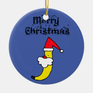 Funny Santa Banana Merry Christmas Ceramic Ornament