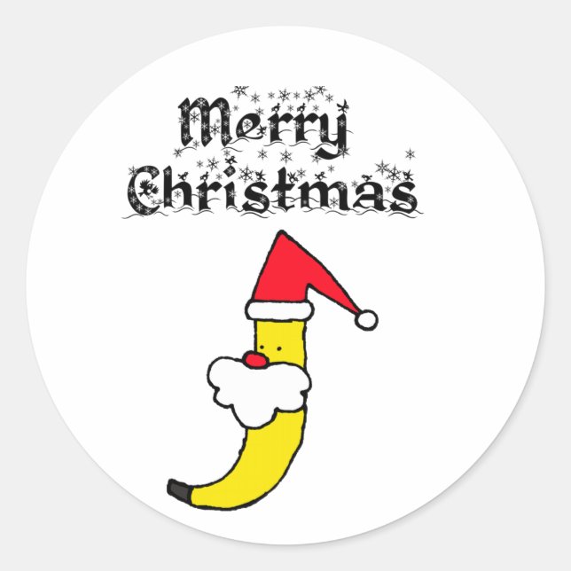 Funny Santa Banana Merry Christmas Classic Round Sticker (Front)