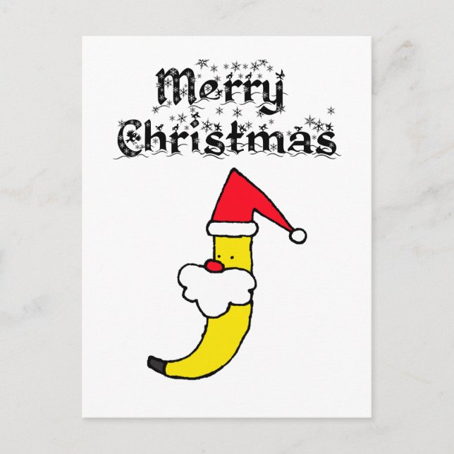 Funny Santa Banana Merry Christmas Postcard (Front)