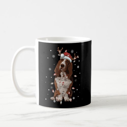 Funny Santa Basset Hound Christmas Lights Tree Dog Coffee Mug