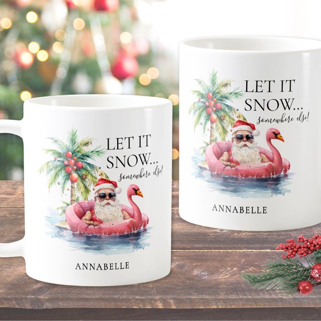 Funny Santa Beach Christmas Coffee Mug (Funny Santa Claus Tropical Beach Christmas Coffee Mug)