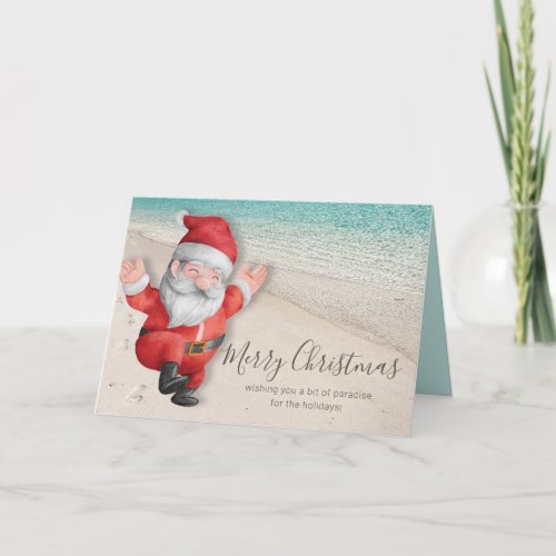 Funny Santa Beach Christmas Holiday Card