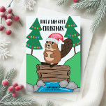 Funny Santa Beaver Dam Good Christmas Holiday Card<br><div class="desc">Share some holiday humor with this Christmas card featuring a cute beaver in a Santa hat standing atop its dam in a stream bordered by Christmas trees. Greeting says "Have a dam good Christmas". Original artwork by KL Stock.</div>